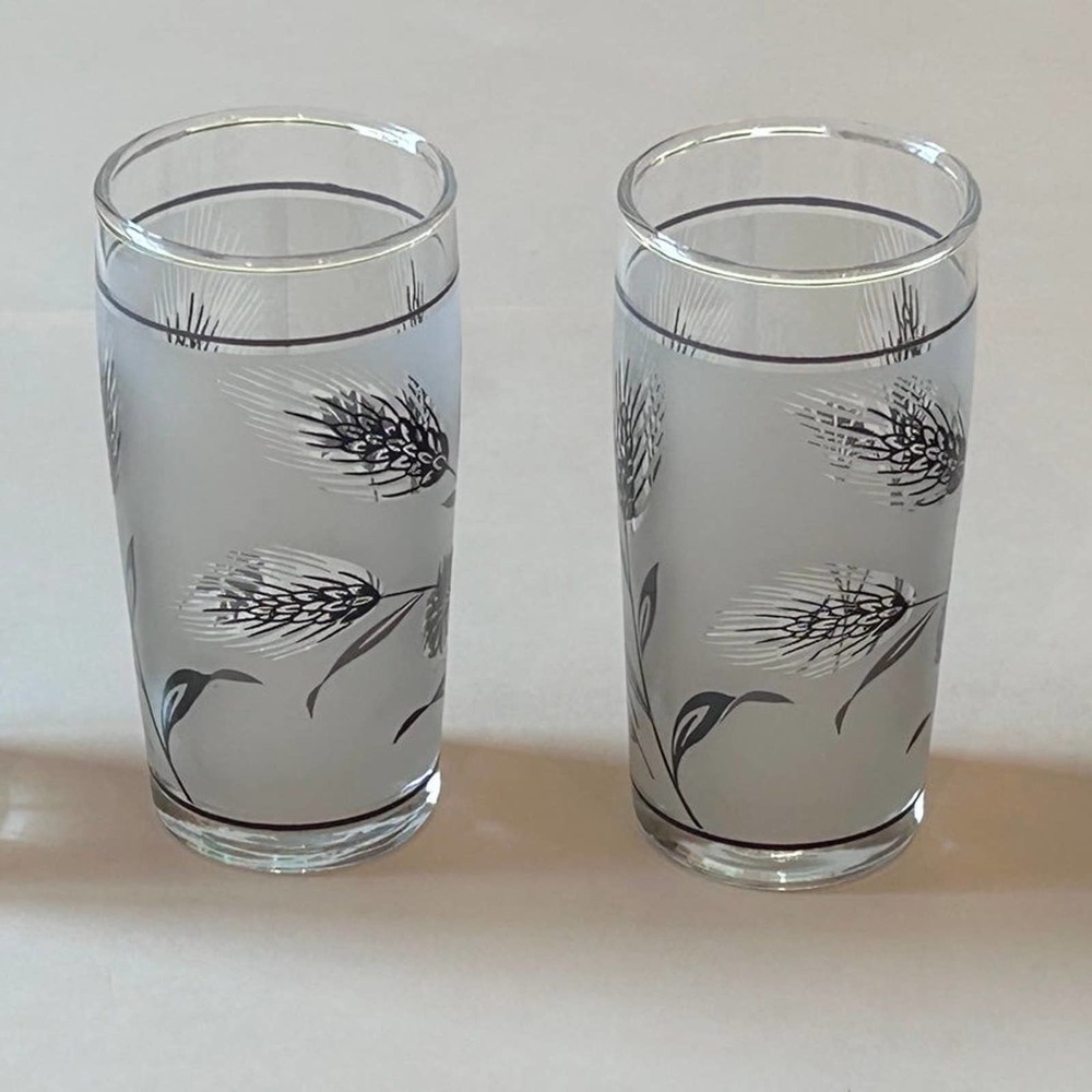 VT Libby 4 frosted silver wheat 4oz juice glasses - Picture 4 of 9